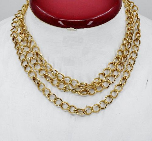 47" long chain necklace in 18k yellow gold made in Vicenza Italy