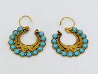 Antique turquoise dangle earrings in 20k yellow gold