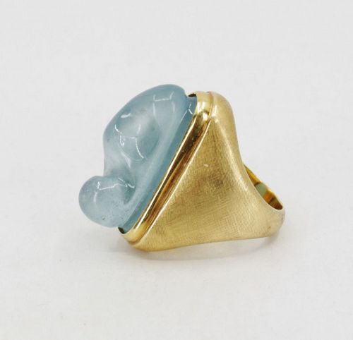 Burle Marx Brazil carved aquamarine Forma Livre ring in 18k gold