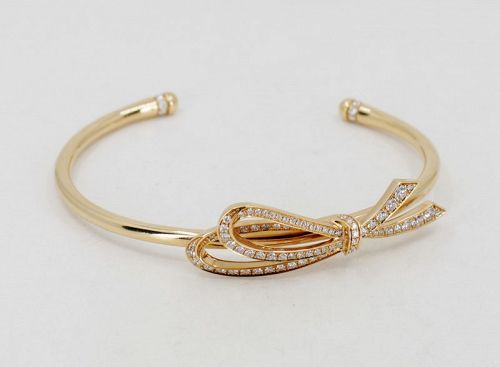 Tiffany & Co. Diamond bow cuff bangle in 18k gold