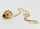 Vintage 20k 18k gold tiger's eye sputnik pendant necklace