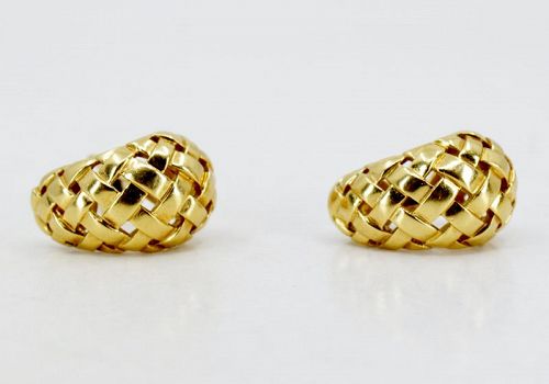 Tiffany & Co Vannerie 18k gold basket weave earrings