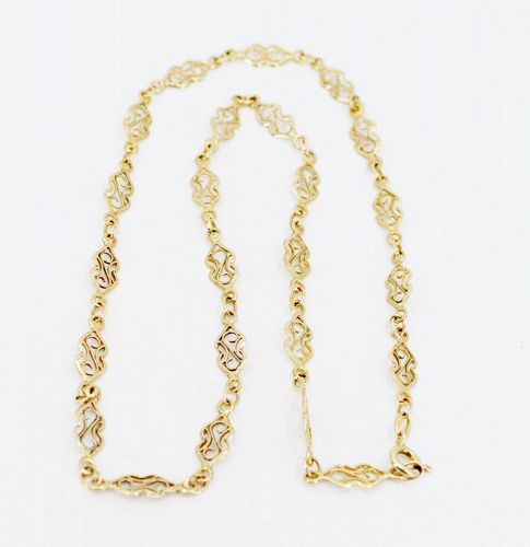 Antique ornate chain necklace in 14k yellow gold