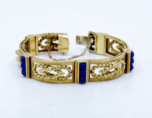 Carl Weingrill 18k yellow gold lapis lazuli bracelet from 1970's