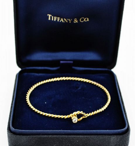 Tiffany & Co 18k yellow gold diamond rope bangle bracelet