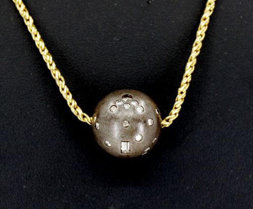 Faraone Mennella diamond necklace in 18k yellow gold and titanium