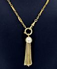 Antique ornate watch chain with tassel pendant in 18k gold