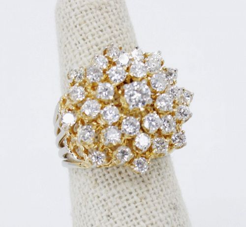 Vintage diamond cocktail ring in 14k yellow gold