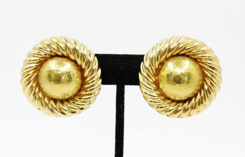 Large retro Italian statement earrings in 18k yellow gold