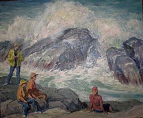 American painting Monhegan Island ME by E.F.Ward