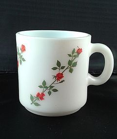 Milk glass Red Roses Mug