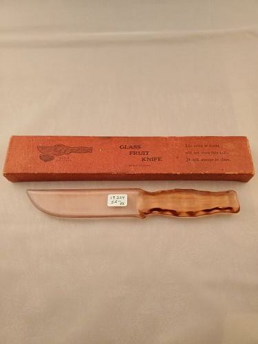 Dark Pink Block Glass Knife  with box