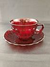Fire King Red Bubble Cup and Saucer