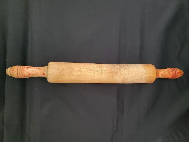 Wooden Rolling Pin with red handles