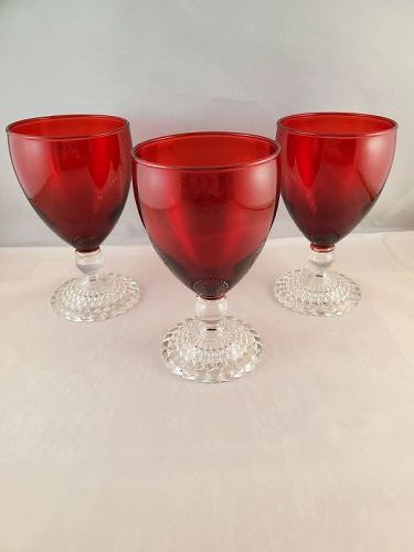 Fire King Royal Ruby Bubble 9 1/2 ounce goblet