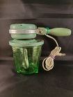 Electric Mixer with Green glass base and green wooden handle, 2 cup