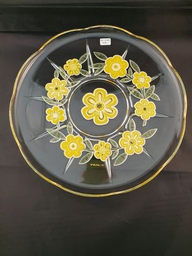 Culver glass tray Yellow Daisy