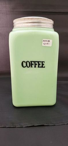 Jeannette Jadeite Square Coffee Canister 48 ounce