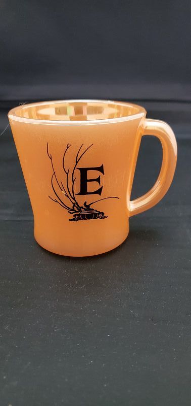 Federal Peach Iridized Mug with Initial &quot;E&quot;
