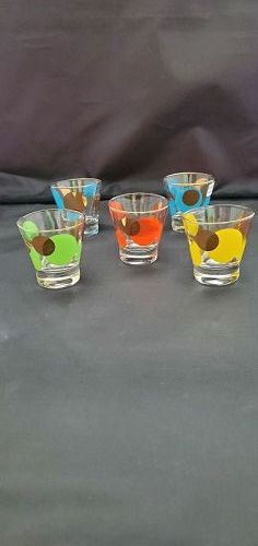 Russel Wright Mid-Century Eclipse Circles Shot Glasses 5 piece