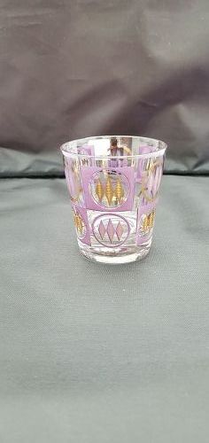 Mid-Century Modern Purple and Gold 8-ounce On the Rocks glasses 7 pcs