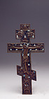 19th Century Russian Enameled Bronze Cross