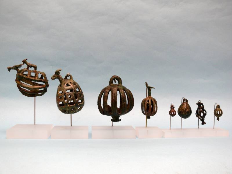 Set of Eight Luristan Bronze Zoomorphic Bells