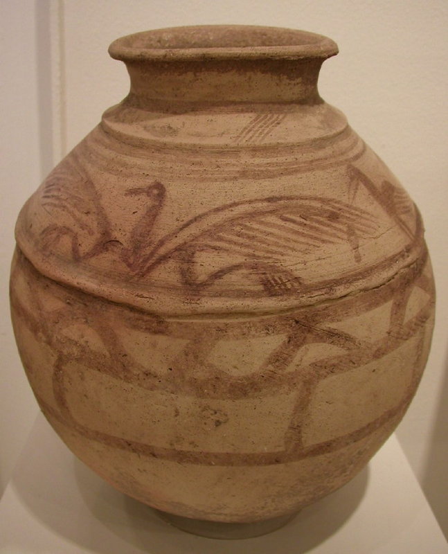 Large Persian Pottery Painted Avian Jar