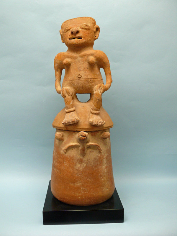 Rio Magdalena Pottery Burial Urn, Woman riding a Sea Turtle