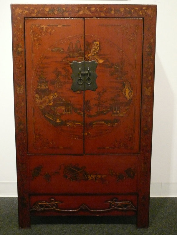 Qing Dynasty Red Lacquer Shanxi Cabinet