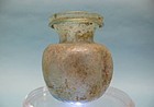 Roman Green Ribbed Glass Cosmetic Container