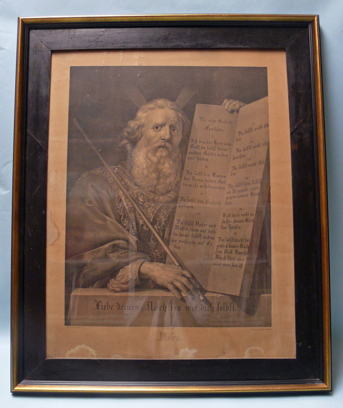 Lithograph, Moses, The Ten Commandments, Wilhelm Creuzbauer
