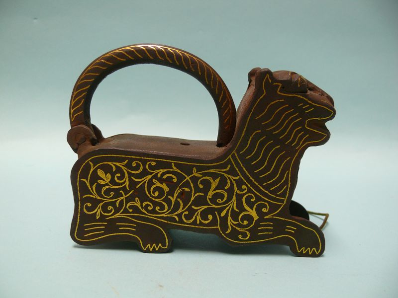 Antique Islamic Iron Lock in form of Lion