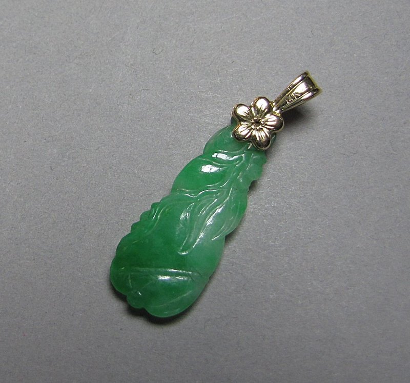 Very Fine Apple Green Jade with Diamond Pendant