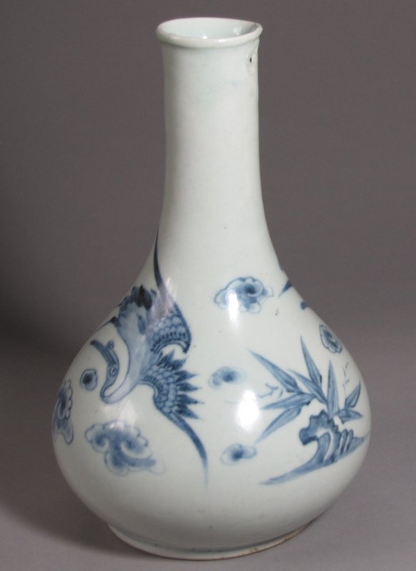 Rare Blue/White Bottle Painted with Shipjangsang Motifs