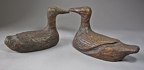 Very Fine/Rare Pair of Papier Marche Wedding Ducks