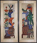 Pair of Very Fine Mineral Pigment Painted Chaekkori