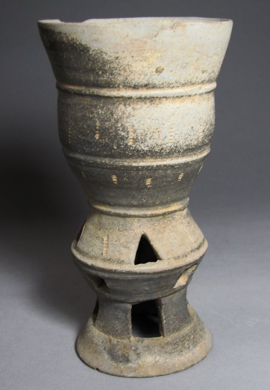 A Very Rare Earthen-Ware Jingle-Bell Libation Cup