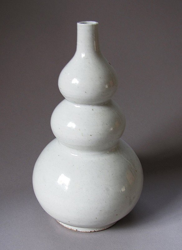Very Fine White Glazed Triple Gourd-Shape Bottle-19th C