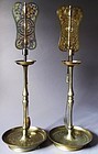 Very Fine Pair of Rare/Fine Incised Brass Candle Sticks