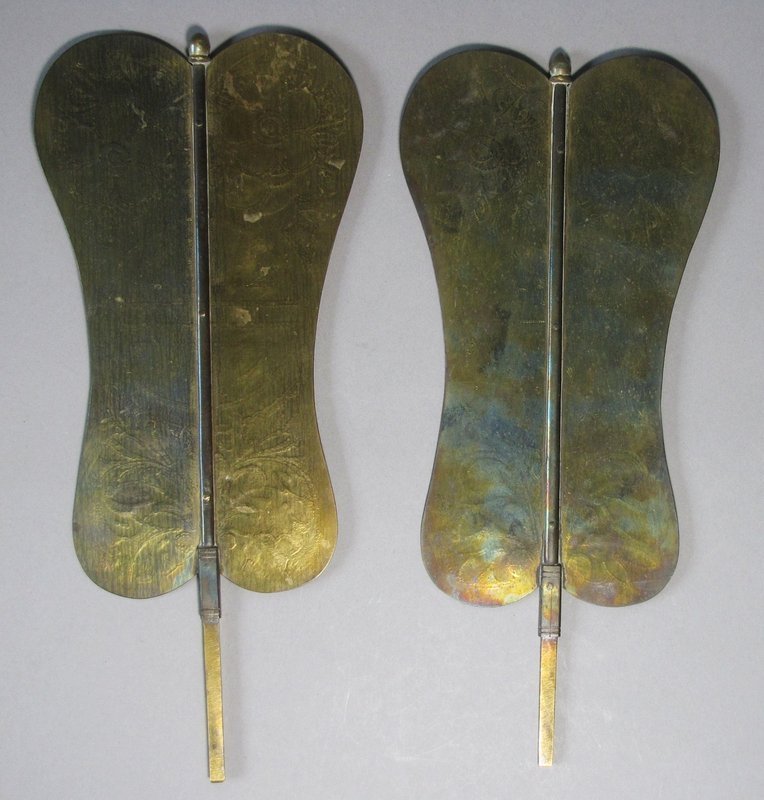 Very Fine Pair of Rare/Fine Incised Brass Candle Sticks