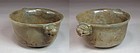 A Highly Translucent Gray Jade /Two Lion Mask Eared Cup