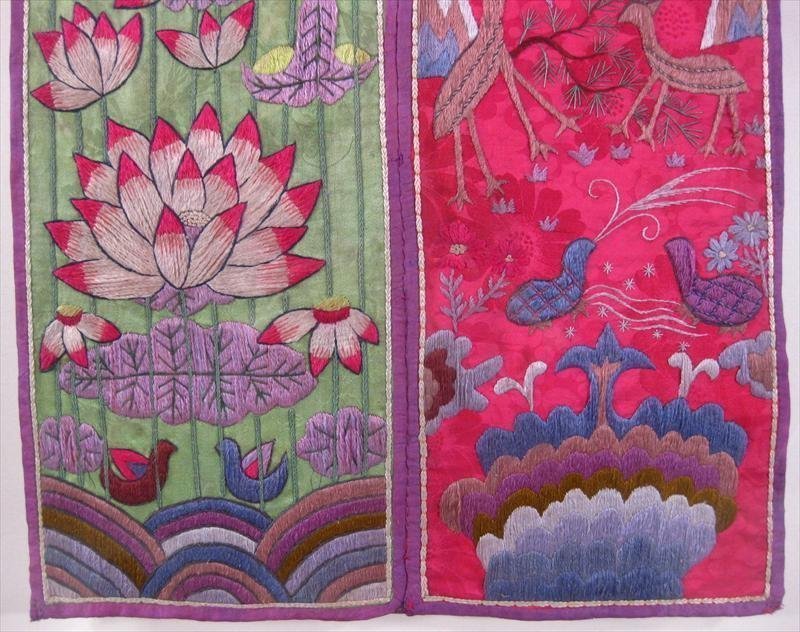 A Pair of Long Pair of Embroidered Silk “Dodrak Daenggi