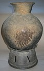 A Very Rare/Large Grey Stoneware Storage Jar with Stand