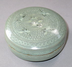Very Fine/Large Celadon Inlaid Cosmetic Box/Cover