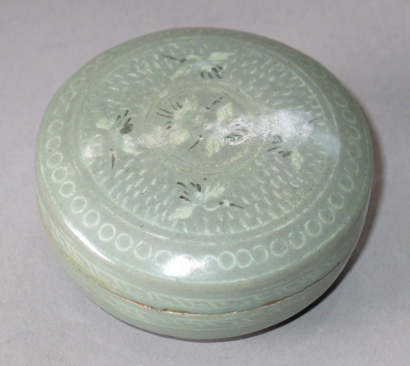 Very Fine/Large Celadon Inlaid Cosmetic Box/Cover