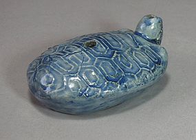 Very Fine Korean Blue-Glazed Turtle-Shape Water -19th C