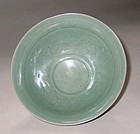 Very Rare/Fine Korean Incised Celadon Deep Bowl-12th C.