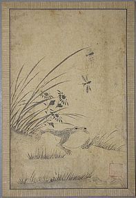 Very Fine and Old Korean Painting of Grass and Insects