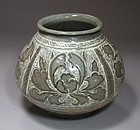 Extre. Rare/Fine Sraffiato and Reverse Inlaid Punchong Jar